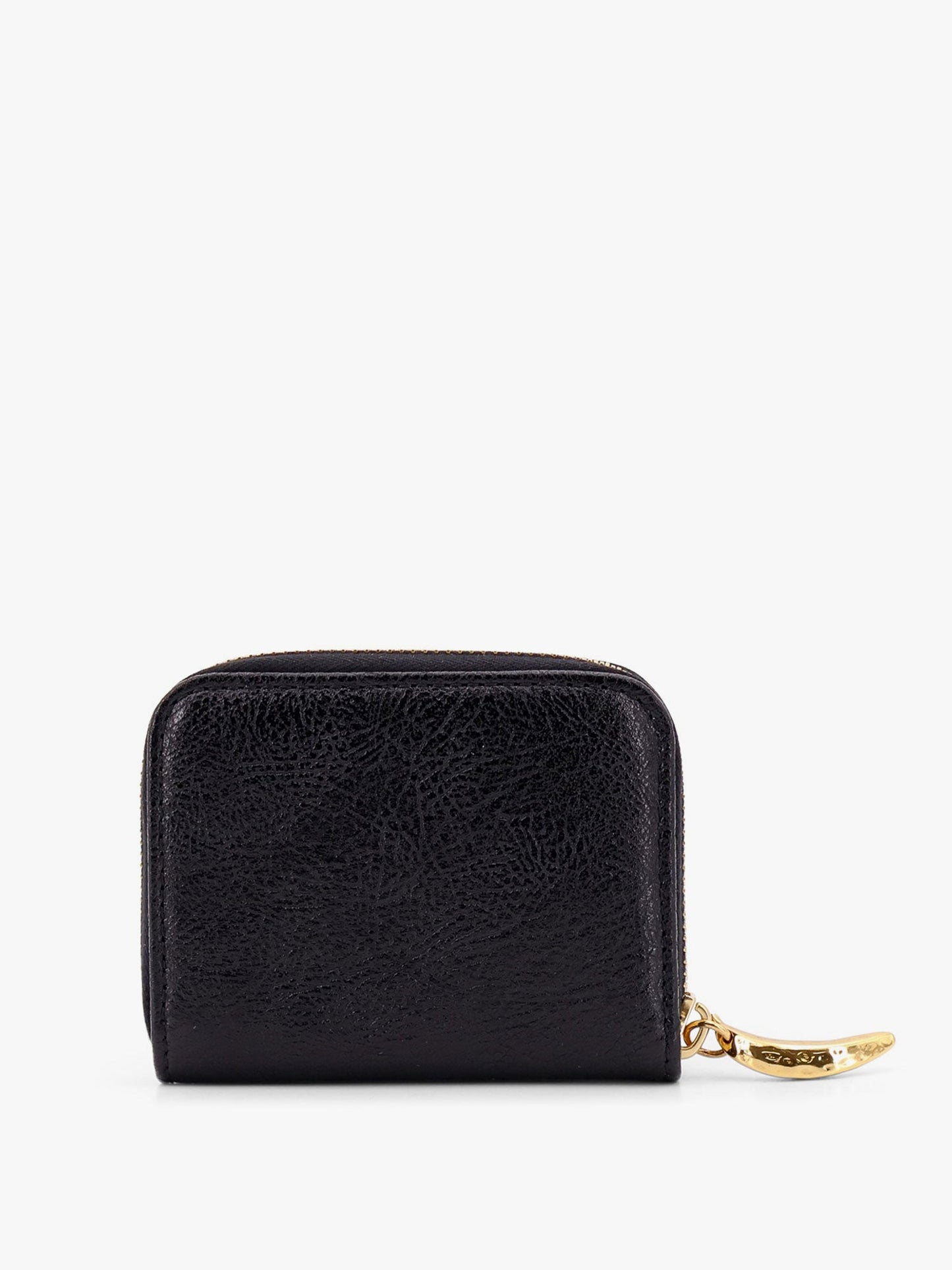 Leather wallet with frontal logo
