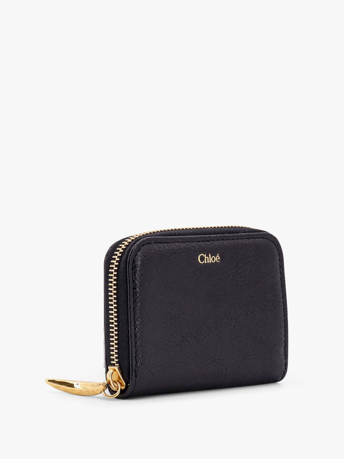Leather wallet with frontal logo