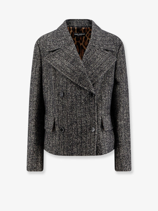 Wool blend striped double-breasted blazer