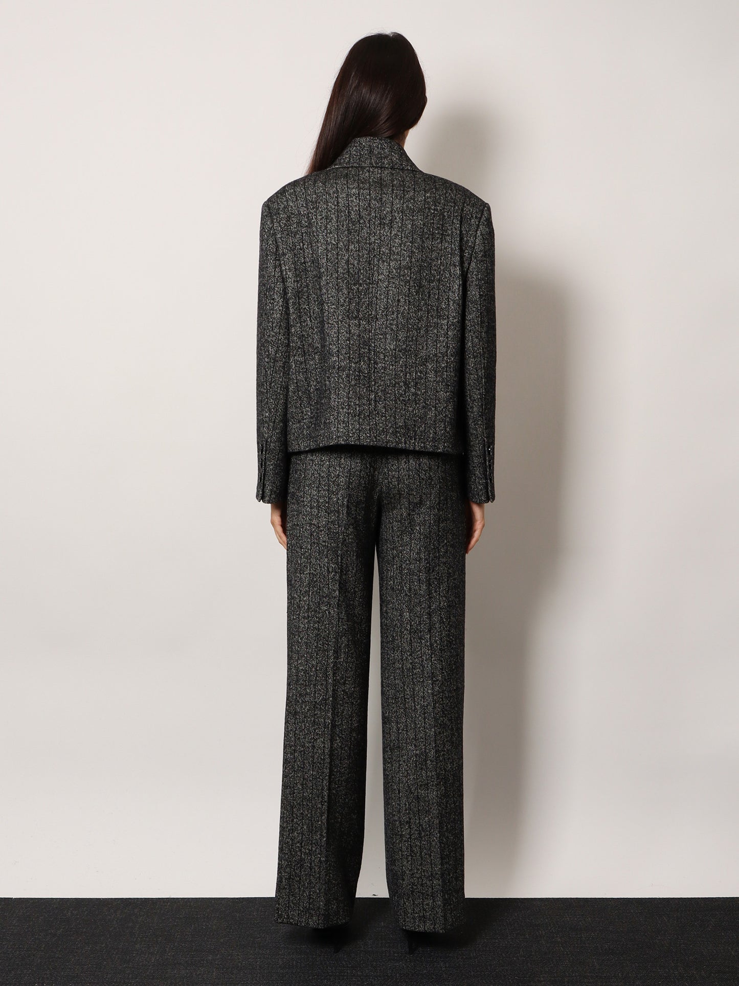 Wool blend striped double-breasted blazer