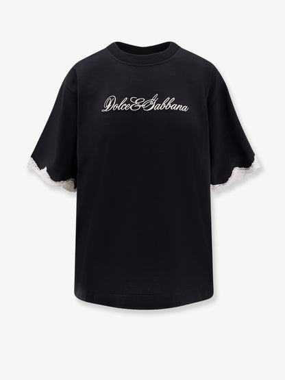 T-shirt in cotone con dettagli in pizzo thumbnail