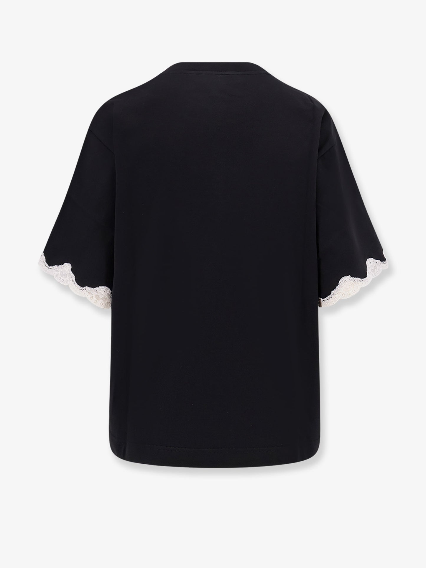T-shirt in cotone con dettagli in pizzo
