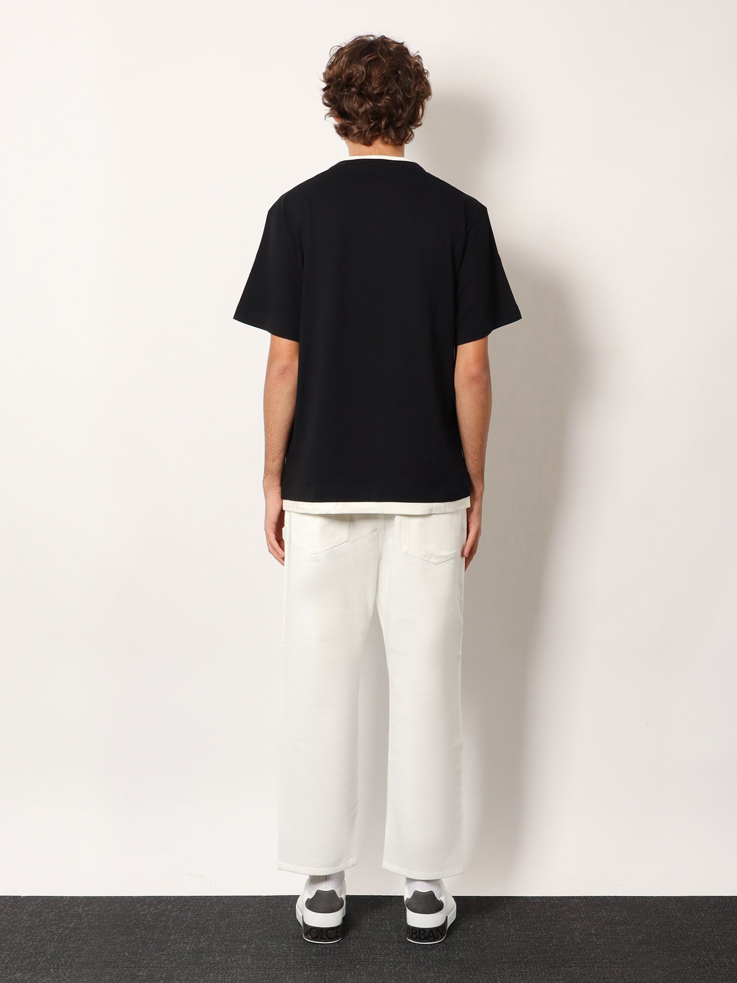 Cotton t-shirt with flocked logo print