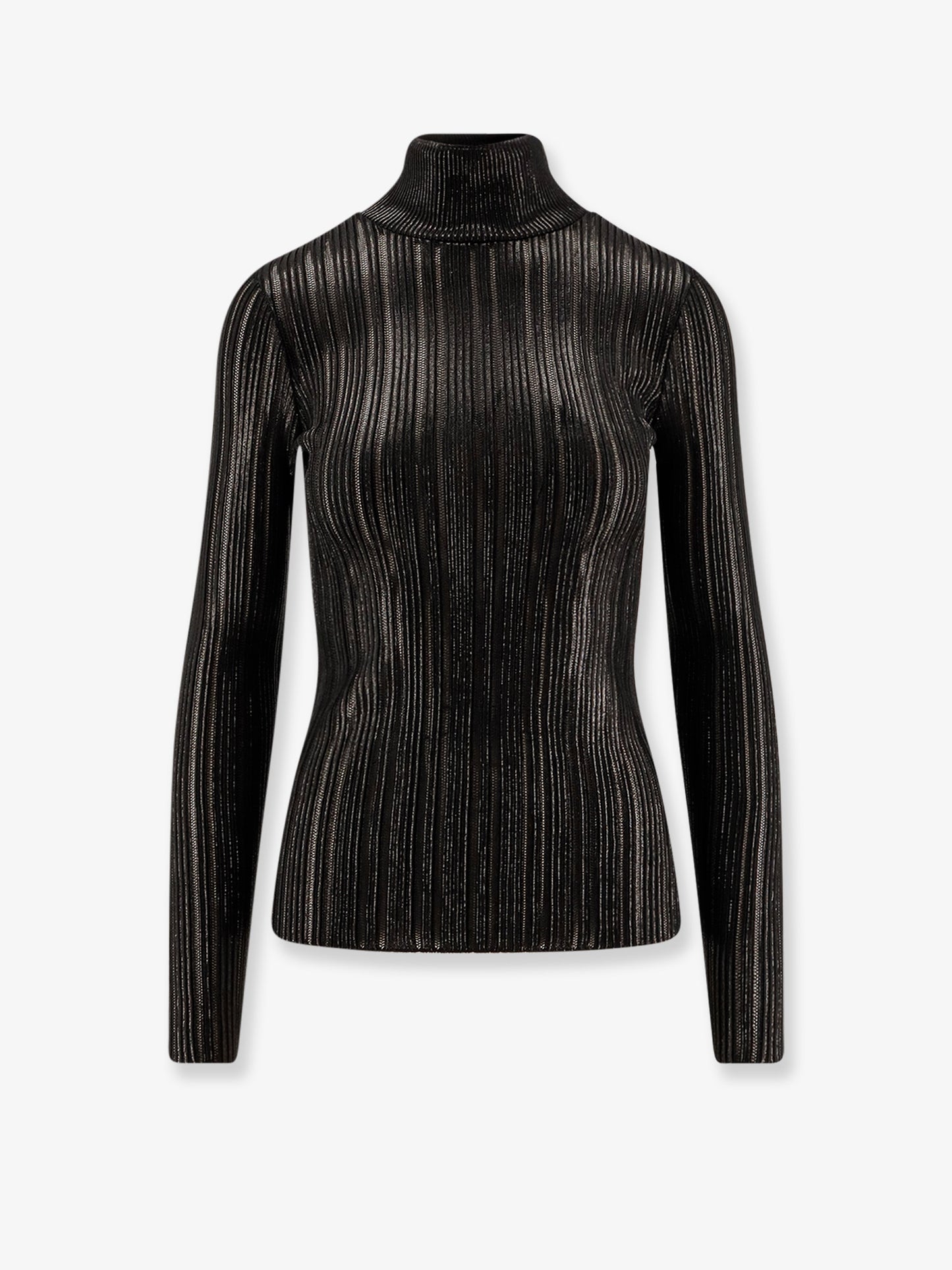 Maglia a collo alto in tessuto metallico
