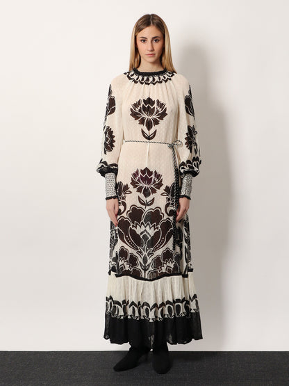 Viscose dress with Floral Arabesque motif thumbnail