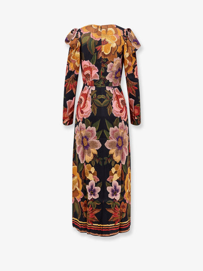 Vestito lungo in viscosa con stampa Chenille Flowers thumbnail