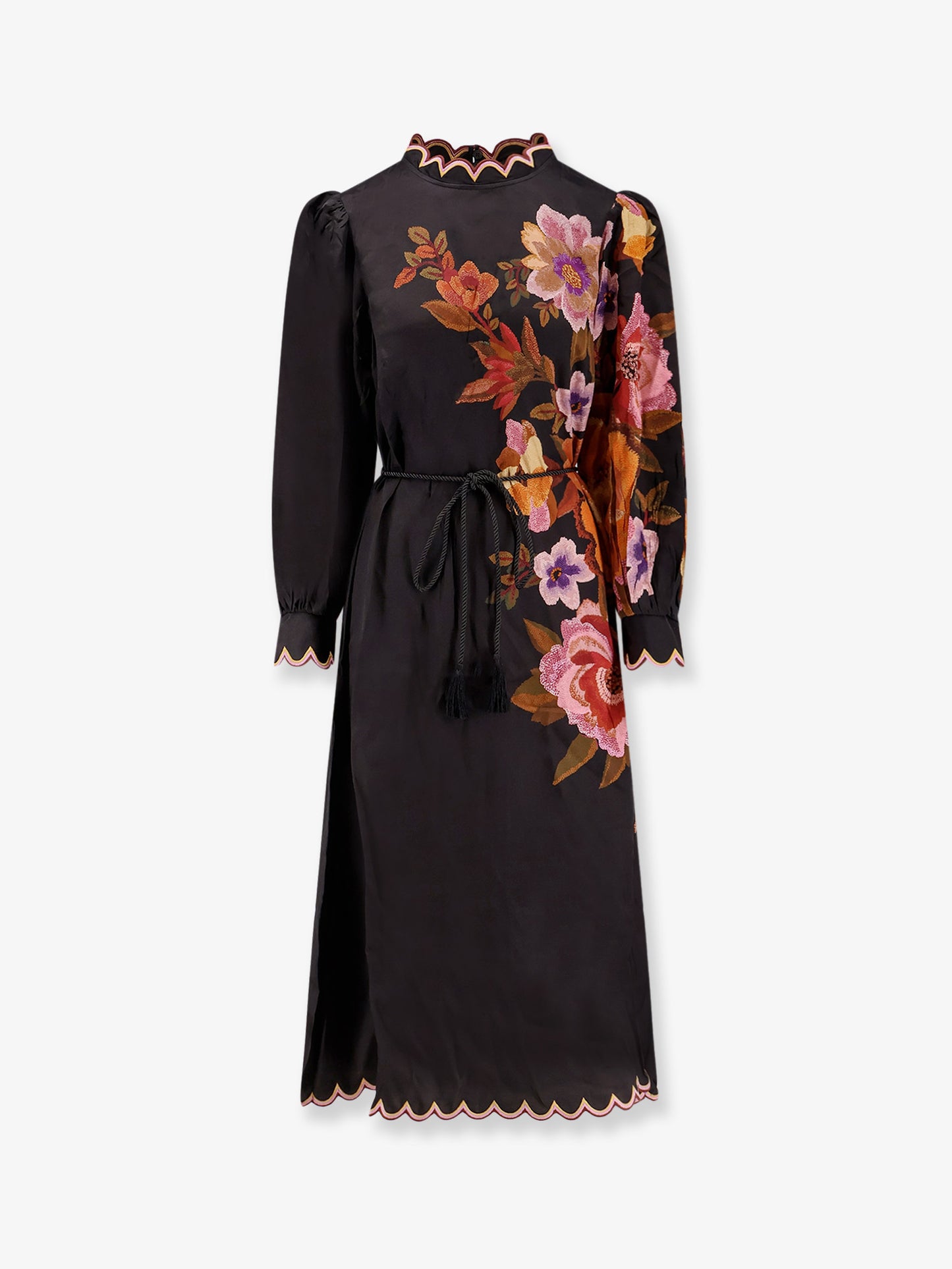 Satin midi dress with floral print