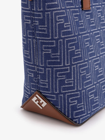 FF jacquard fabric and leather shopping bag thumbnail