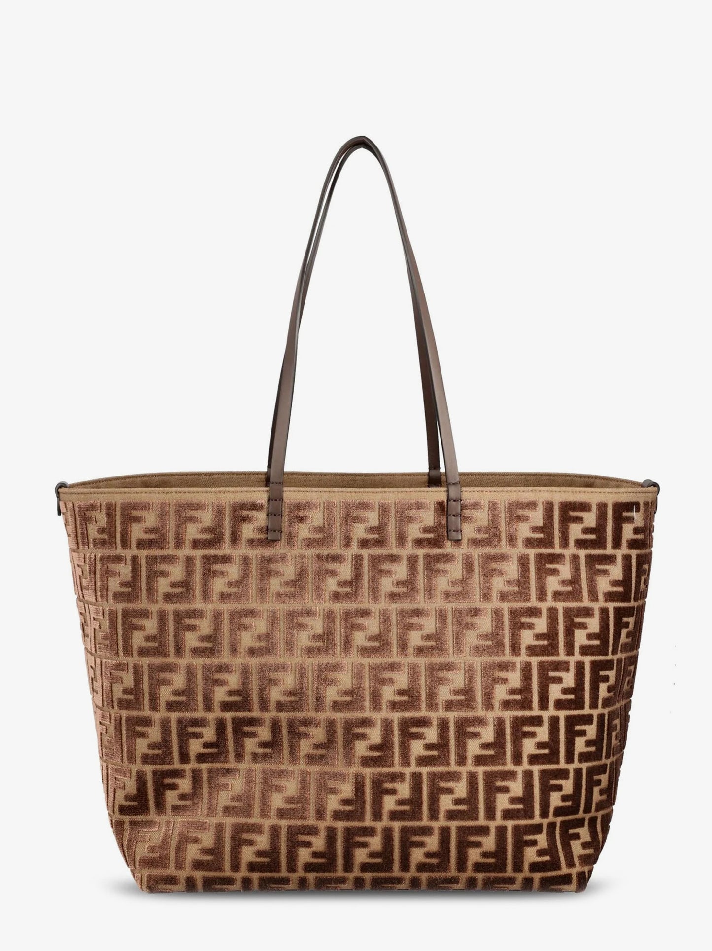 Borsa Shopping Roll Large in tessuto jacquard FF