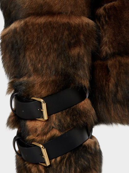 Brown backed sheepskin and nappa jacket thumbnail