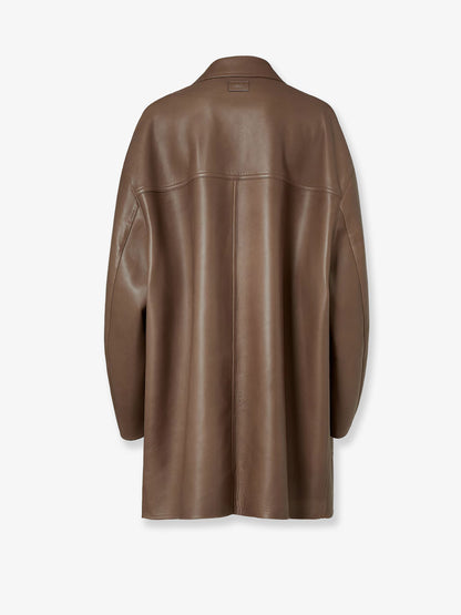 Double-breasted leather coat thumbnail