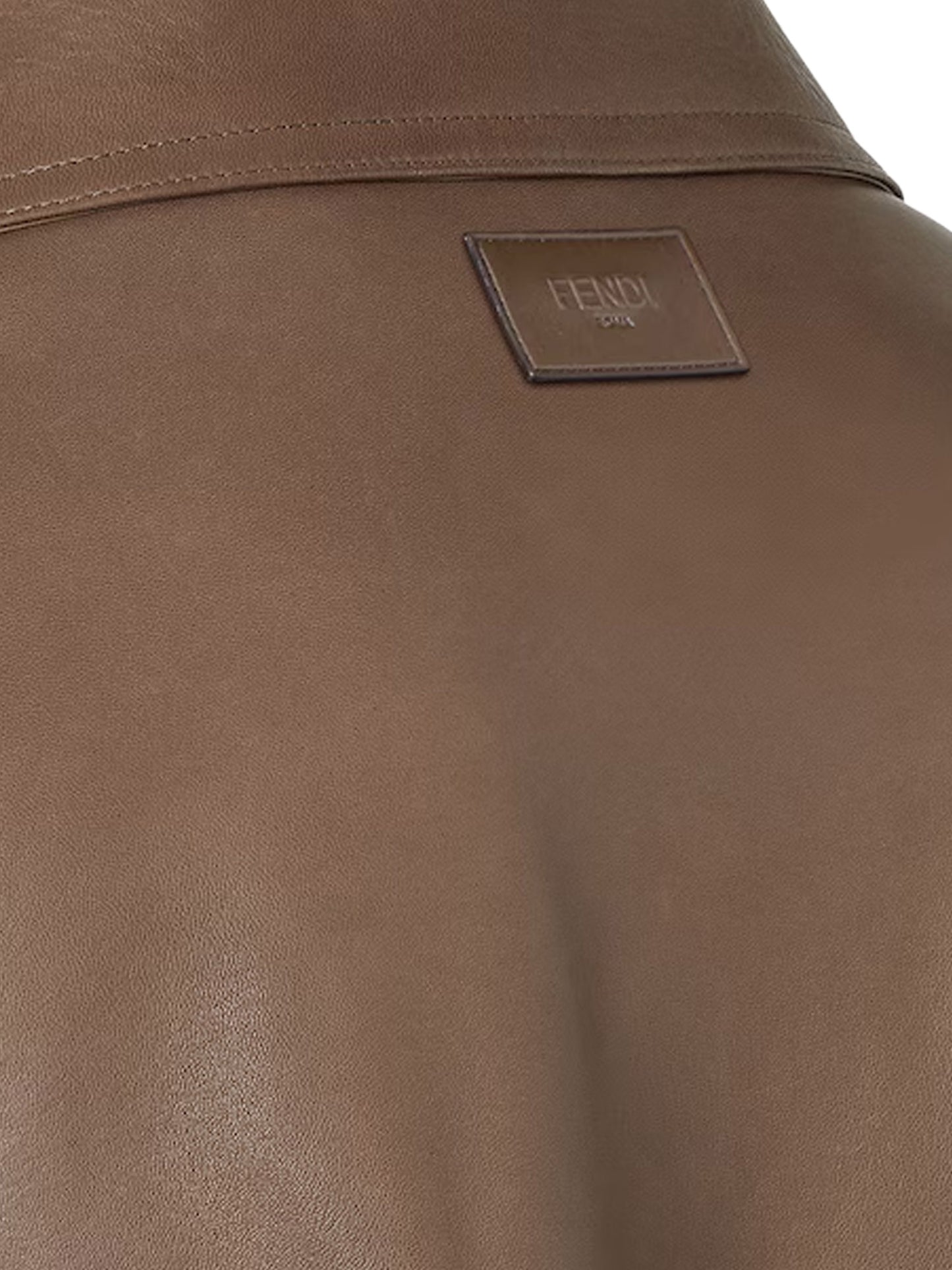 Double-breasted leather coat