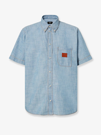 Cotton shirt with denim effect thumbnail