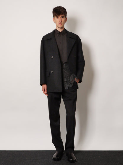 Double-breasted wool felt peacoat thumbnail