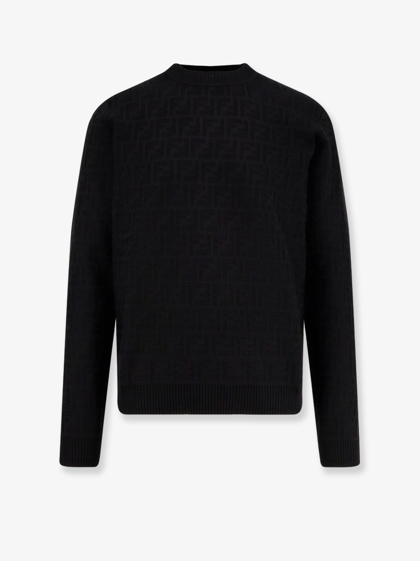 Cotton sweater with FF jacquard effect
