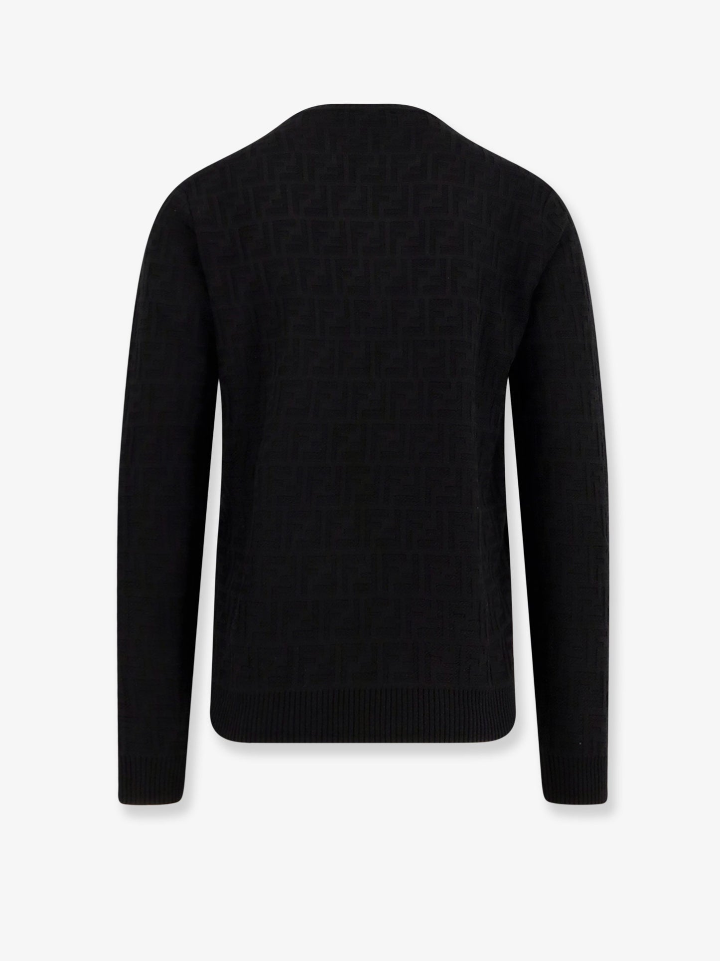 Cotton sweater with FF jacquard effect