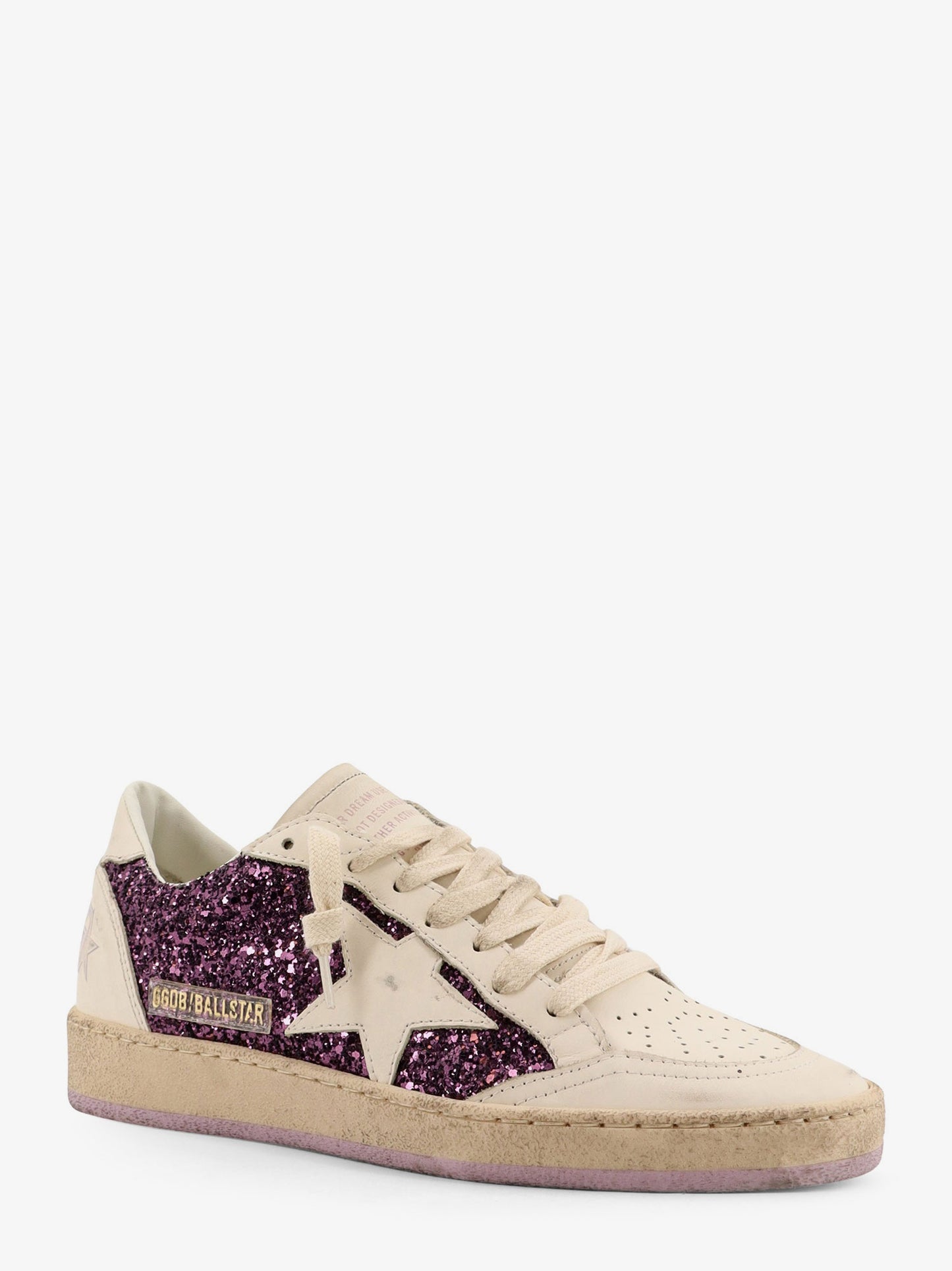 Ball Star leather sneakers with glittered insert