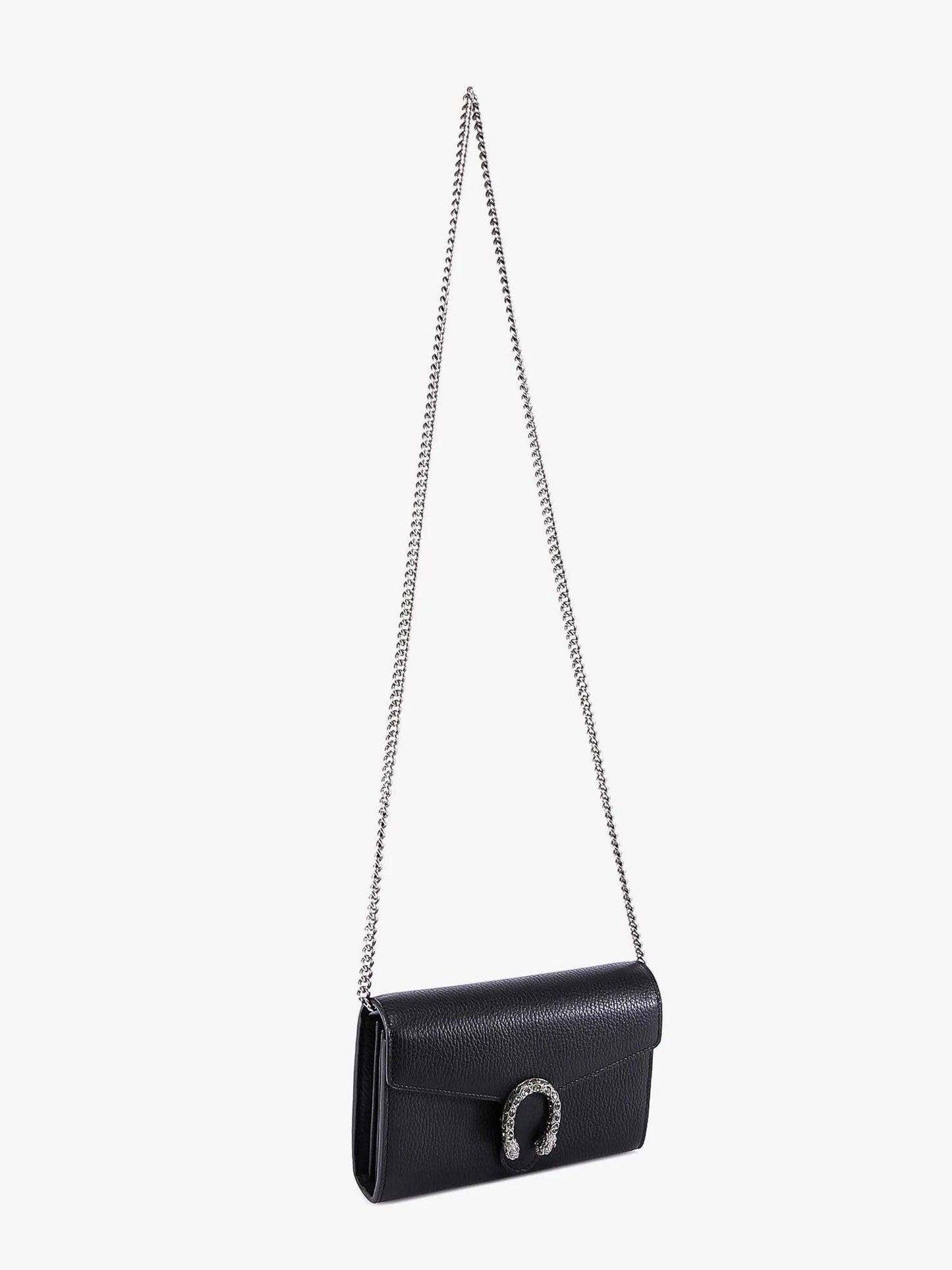 Leather shoulder bag with iconic tiger heads buckle