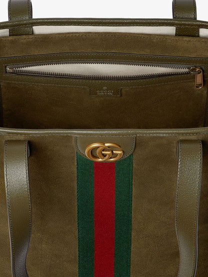 Ophidia suede and leather shopping bag thumbnail