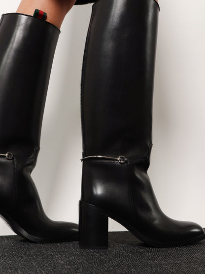 Leather boots with slim Horsebit detail thumbnail