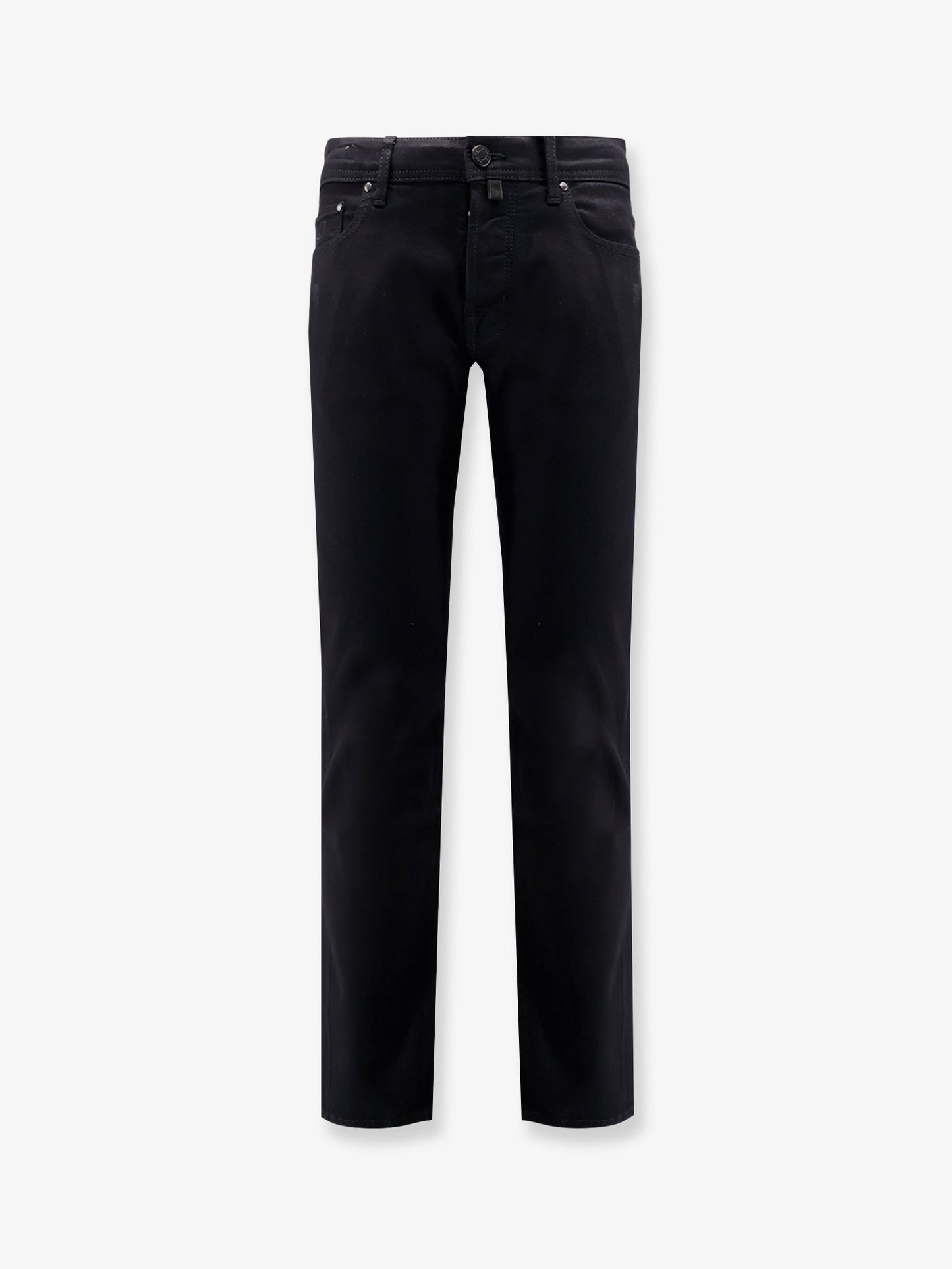 Cotton blend trousers with leather Logo tag
