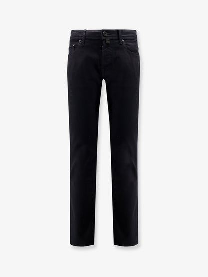 Cotton blend trousers with leather Logo tag thumbnail