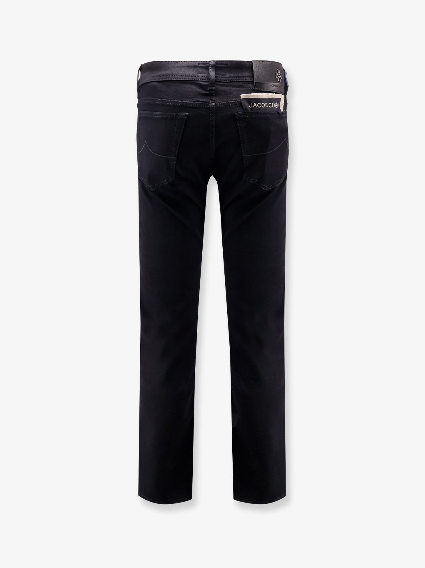Cotton blend trousers with leather Logo tag