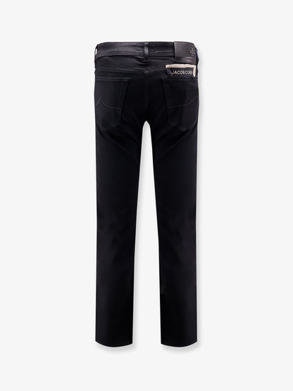 Cotton blend trousers with leather Logo tag thumbnail