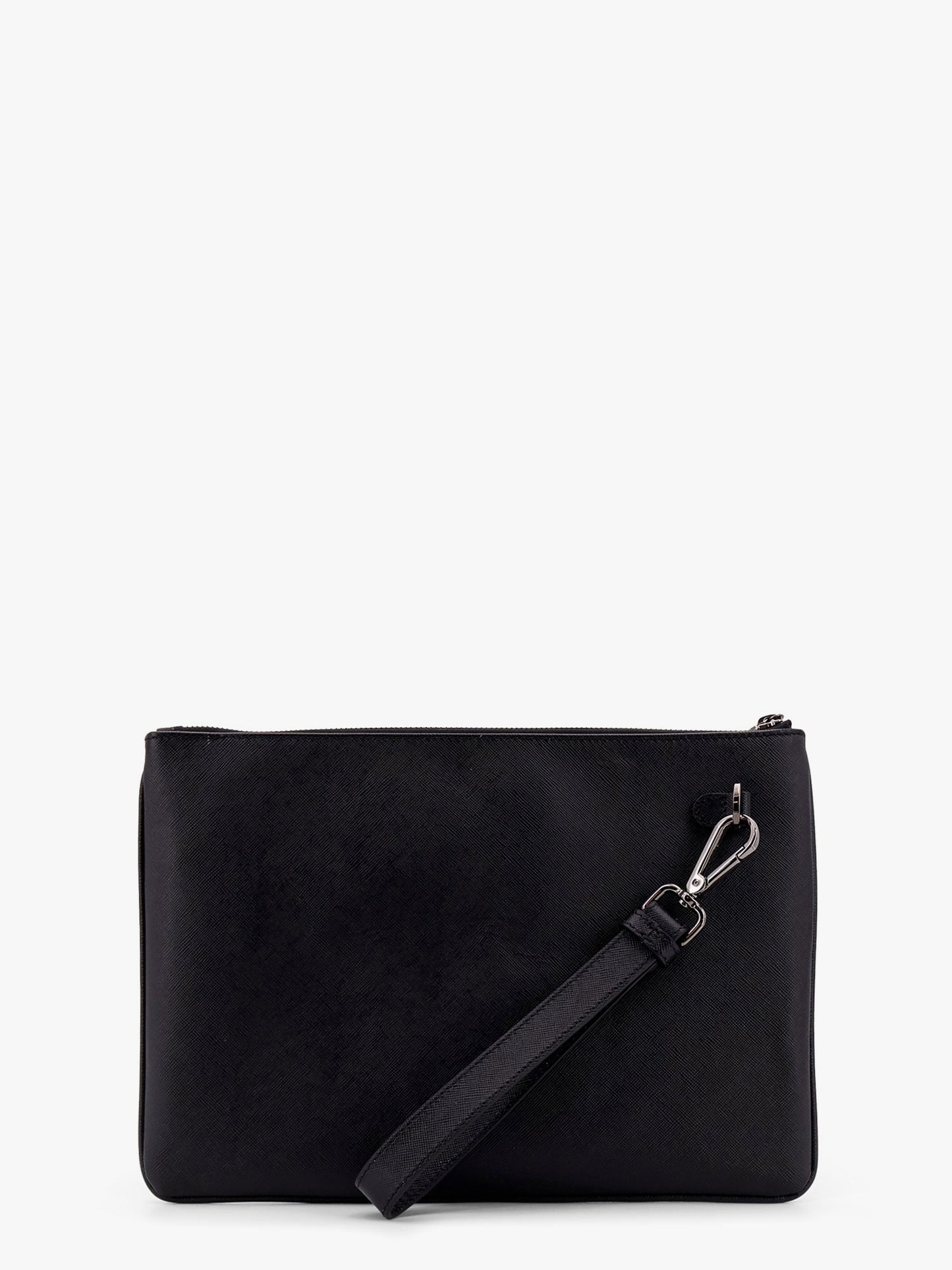 Nylon clutch bag with iconic logo embroidery