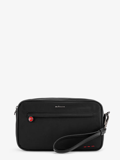 Nylon clutch bag with iconic logo embroidery thumbnail