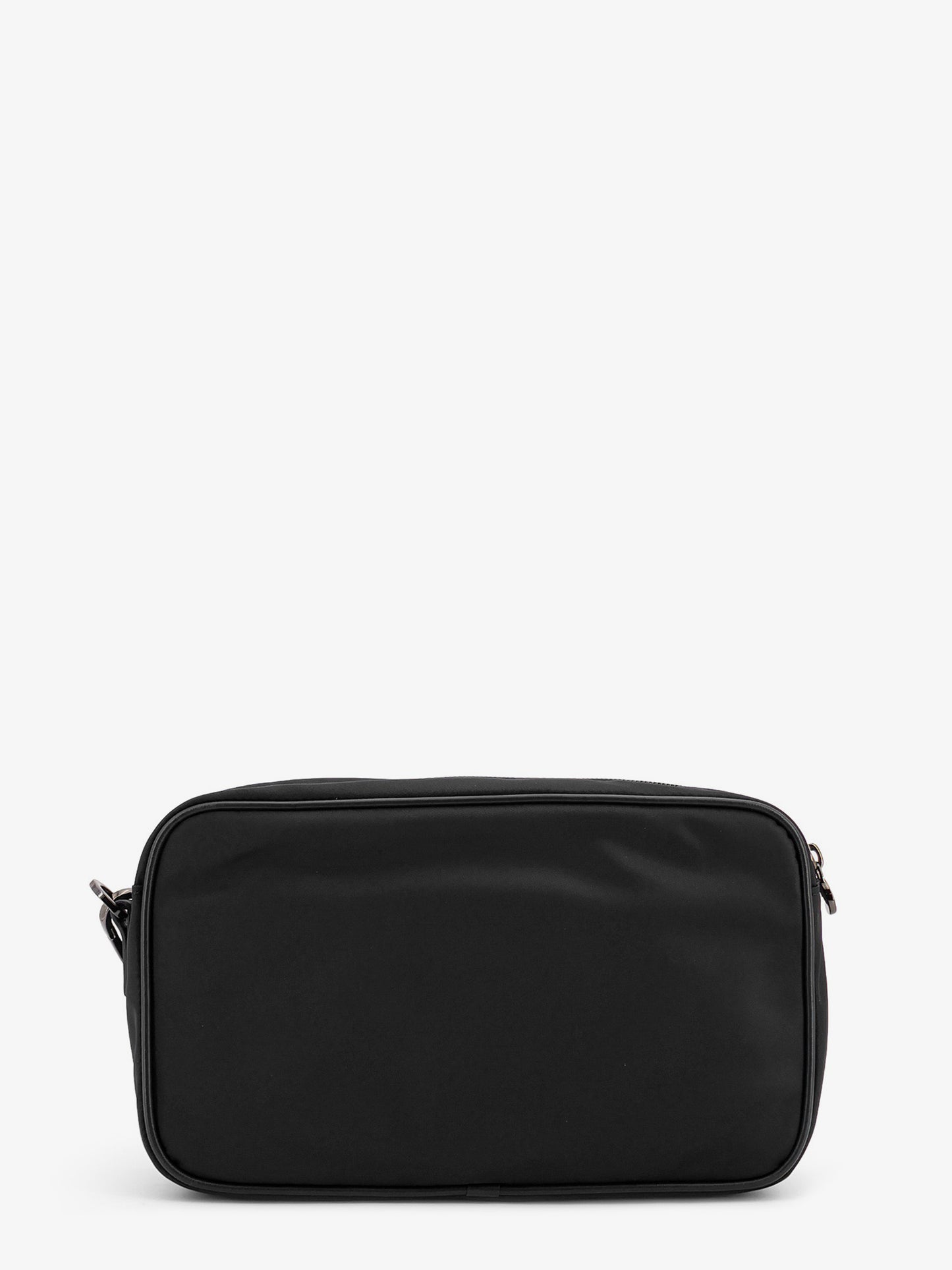 Nylon clutch bag with iconic logo embroidery
