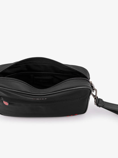 Nylon clutch bag with iconic logo embroidery thumbnail