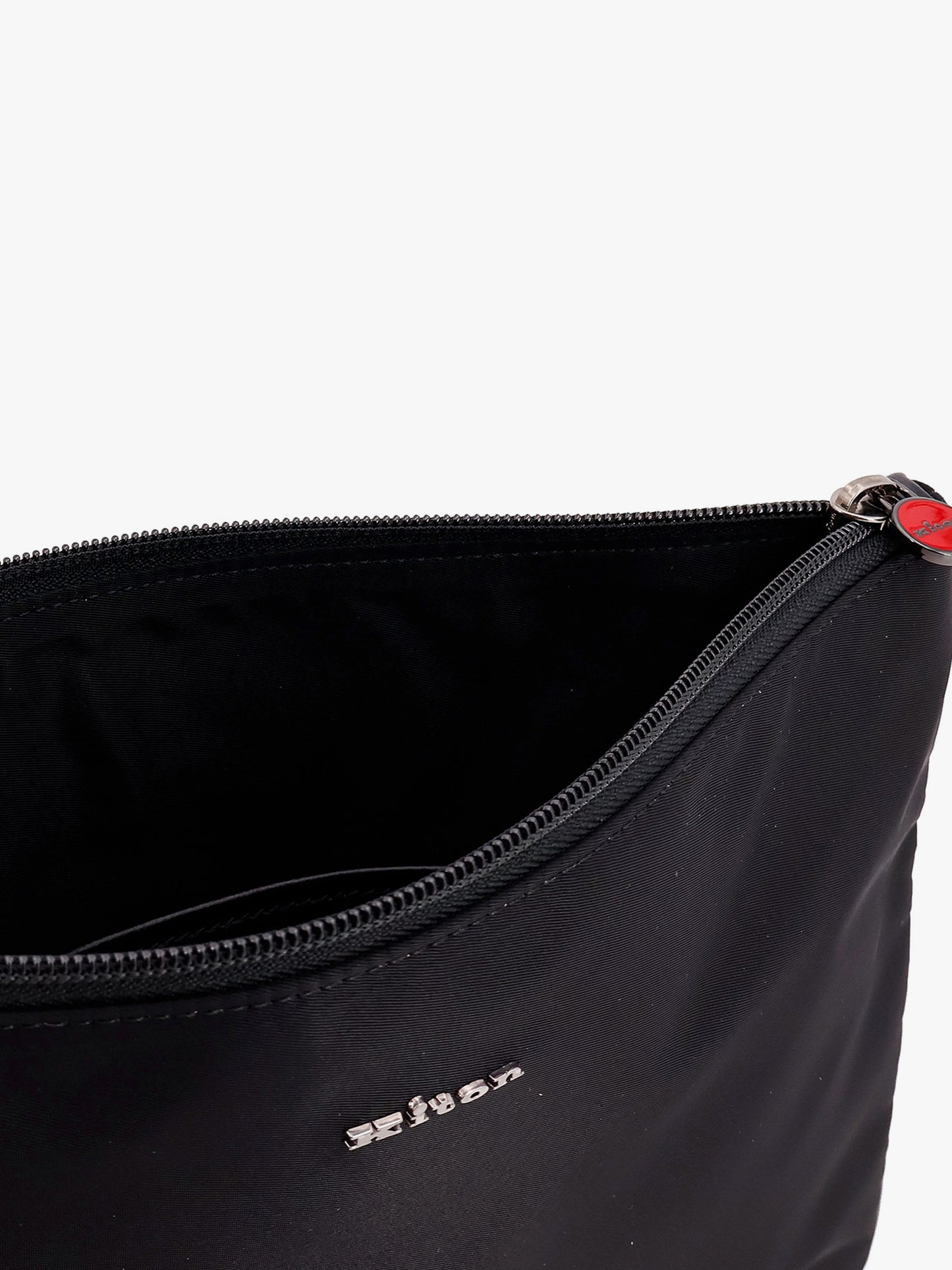 Pochette in nylon con logo in lettering in metallo