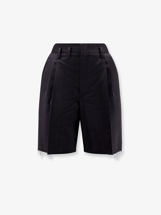 Striped virgin wool shorts