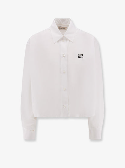 Camicia in cotone con ricamo Miu Miu thumbnail
