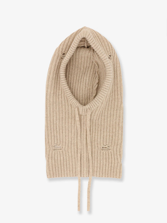 Wool blend balaclava with distressed effect