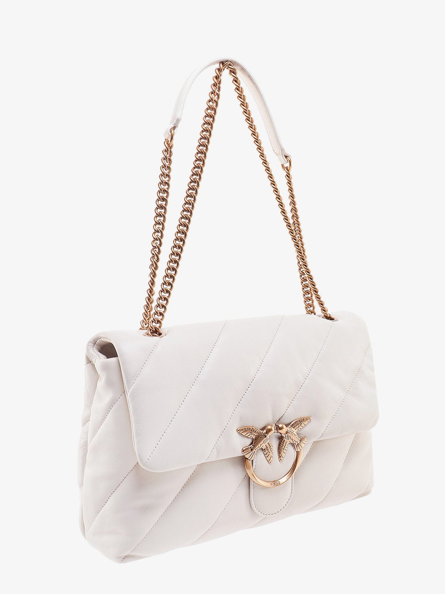 Borsa a tracolla in pelle matelassé con iconica fibbia love birds