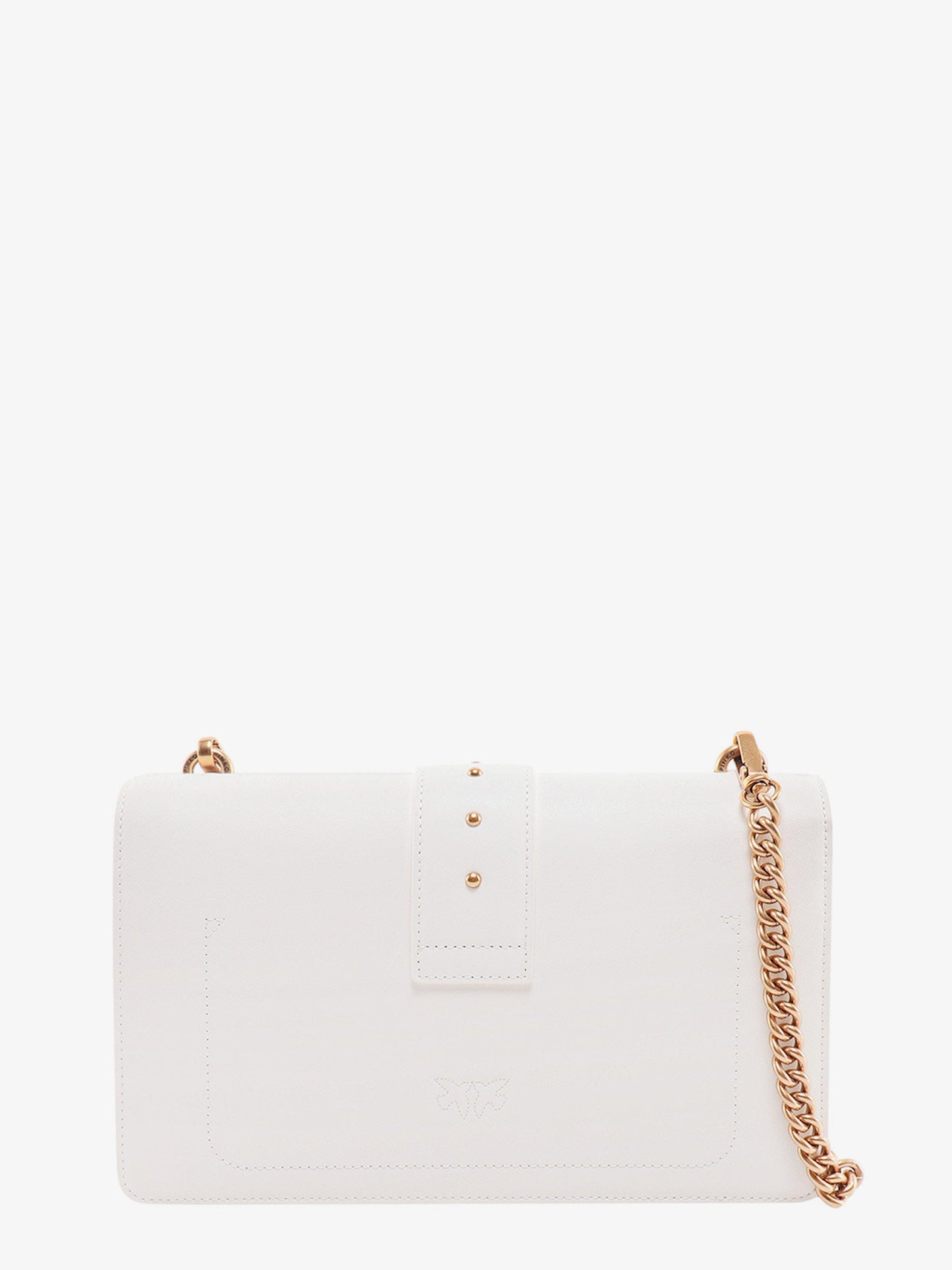Leather shoulder bag with love birds buckle