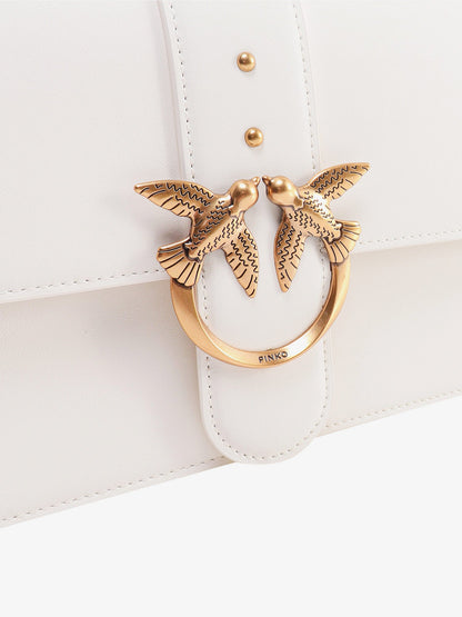 Leather shoulder bag with love birds buckle thumbnail