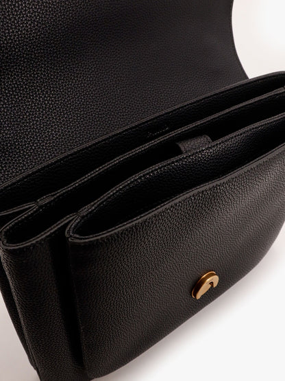 Leather shoulder bag with metal love birds buckle thumbnail