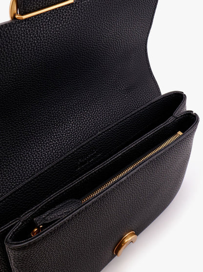 Leather shoulder bag with metal love birds buckle thumbnail