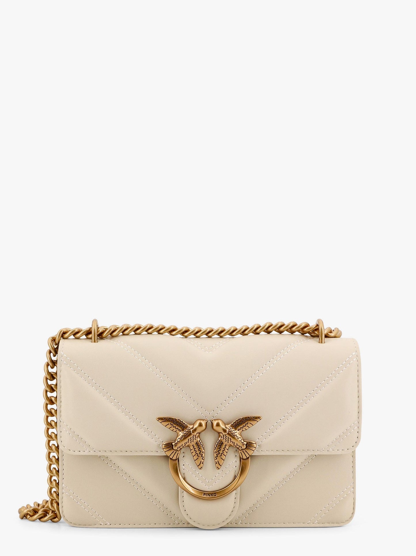 Borsa a tracolla in pelle matelassé con fibbia love birds