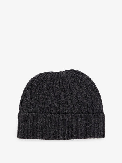 Wool blend cable knit beanie hat thumbnail