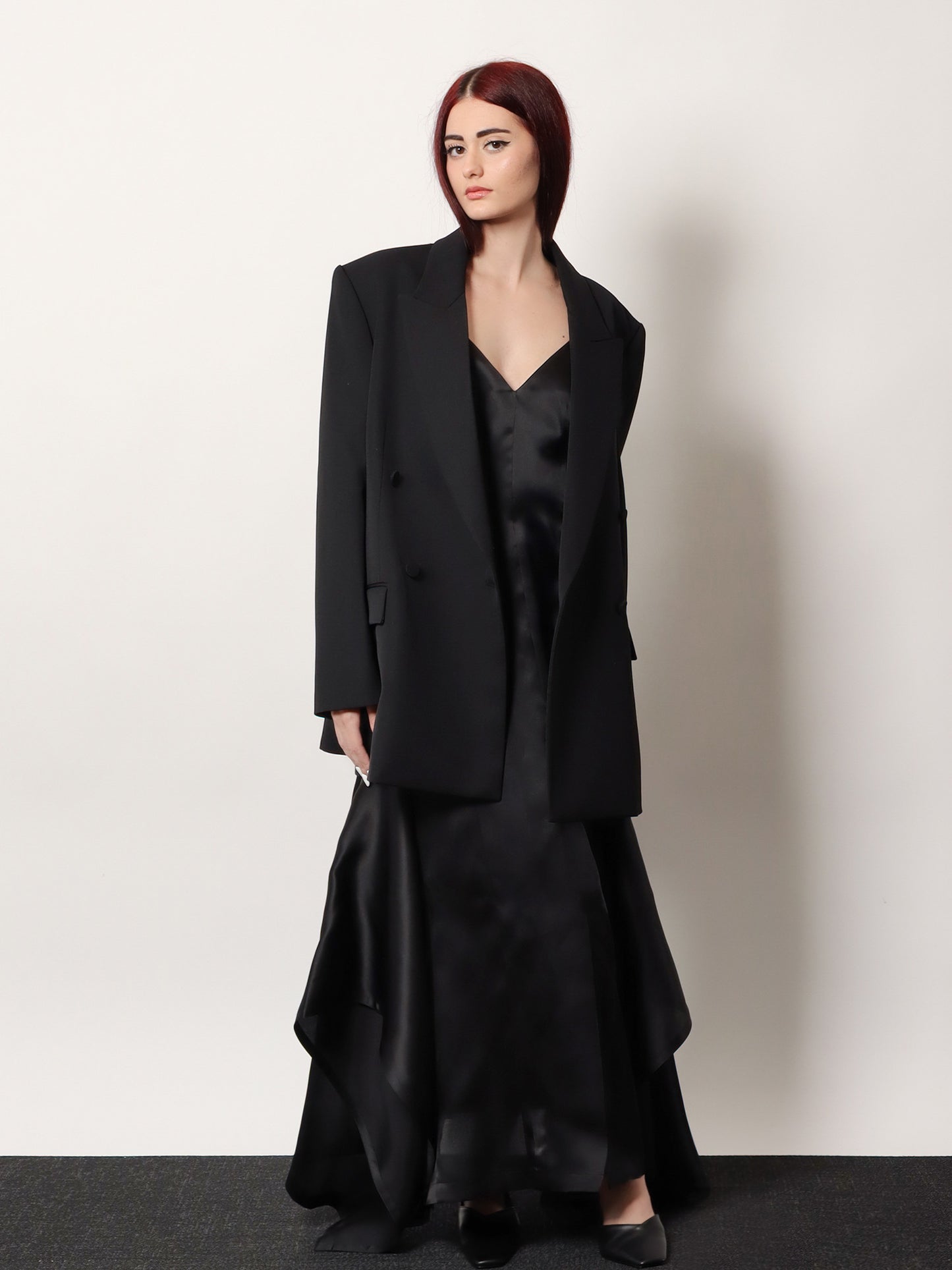 Viora double-breasted wool blend blazer