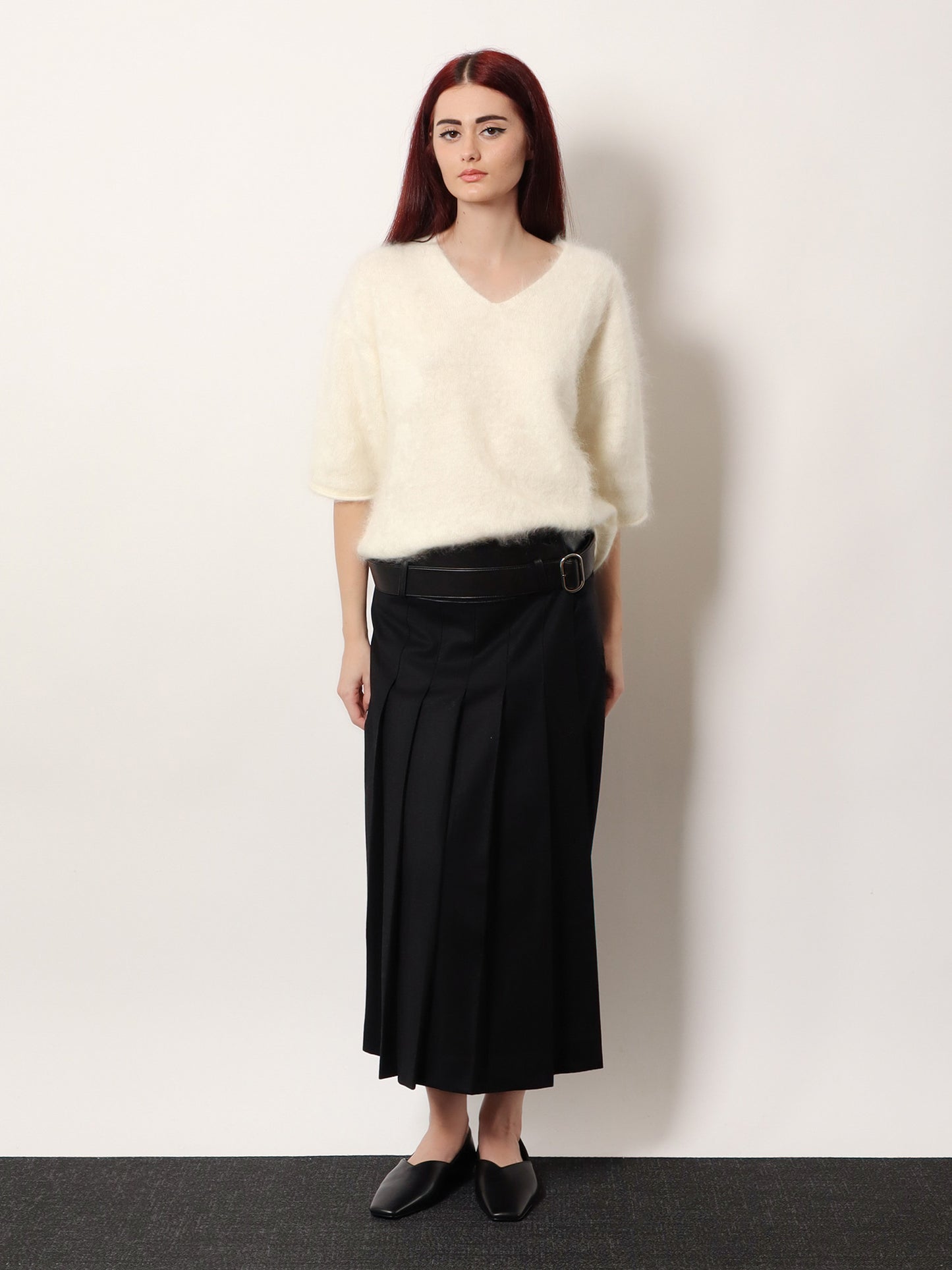 Nayla pleated wool trousers skirt