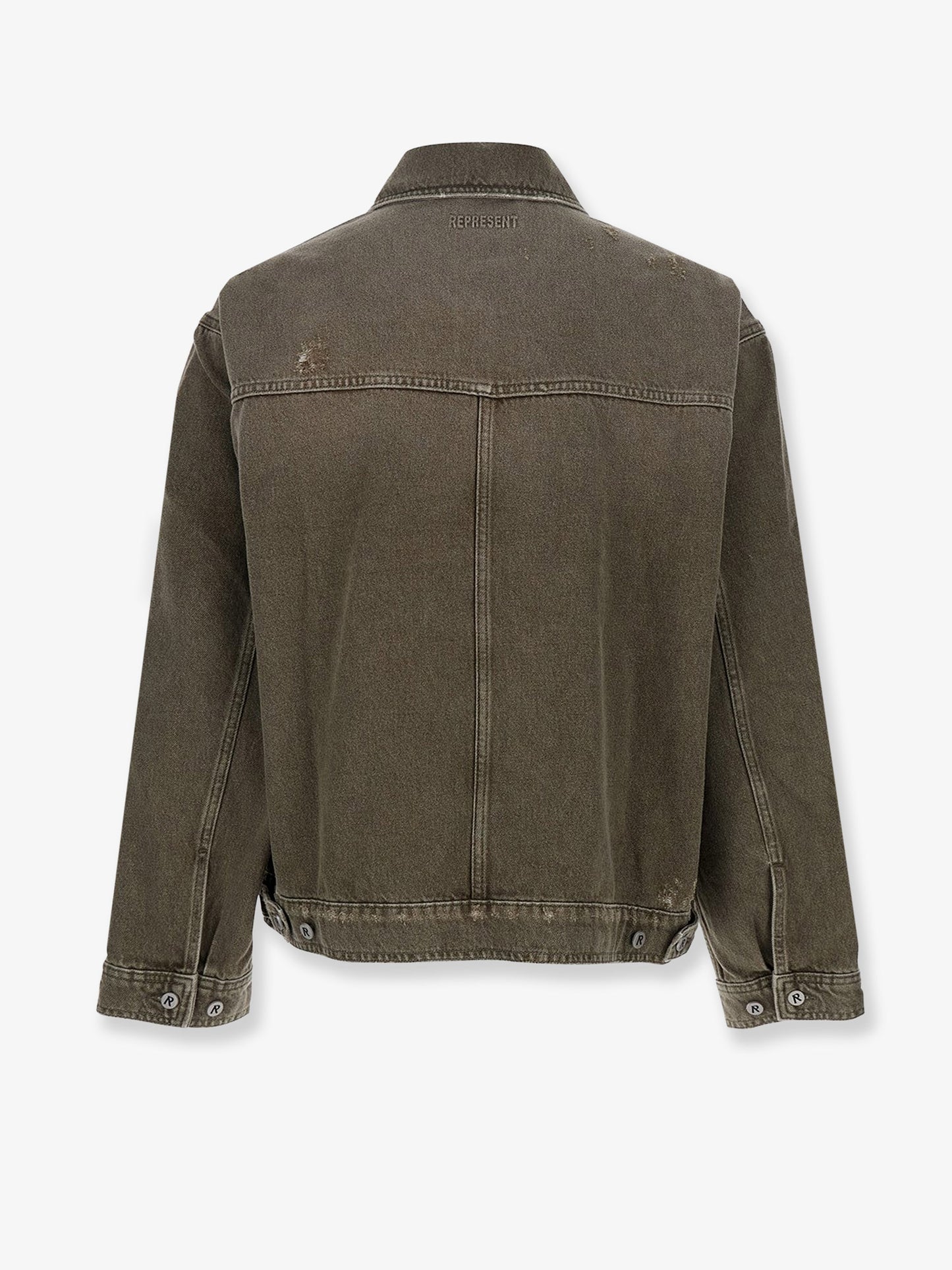 Denim jacket with distressed effect