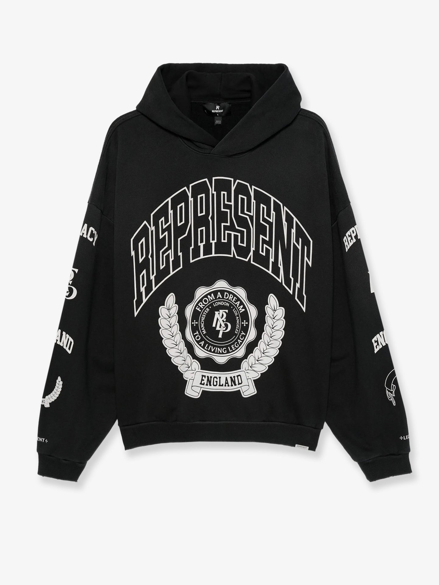 Cotton hooded sweatshirt with distressed effect