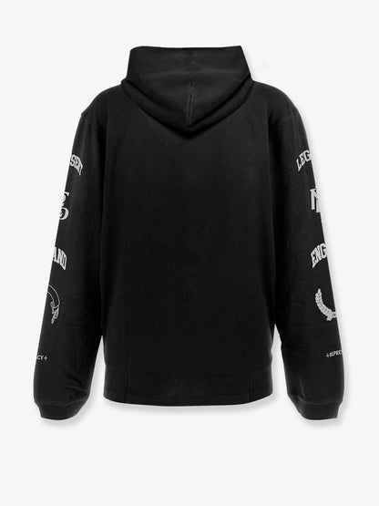 Cotton hooded sweatshirt with distressed effect thumbnail