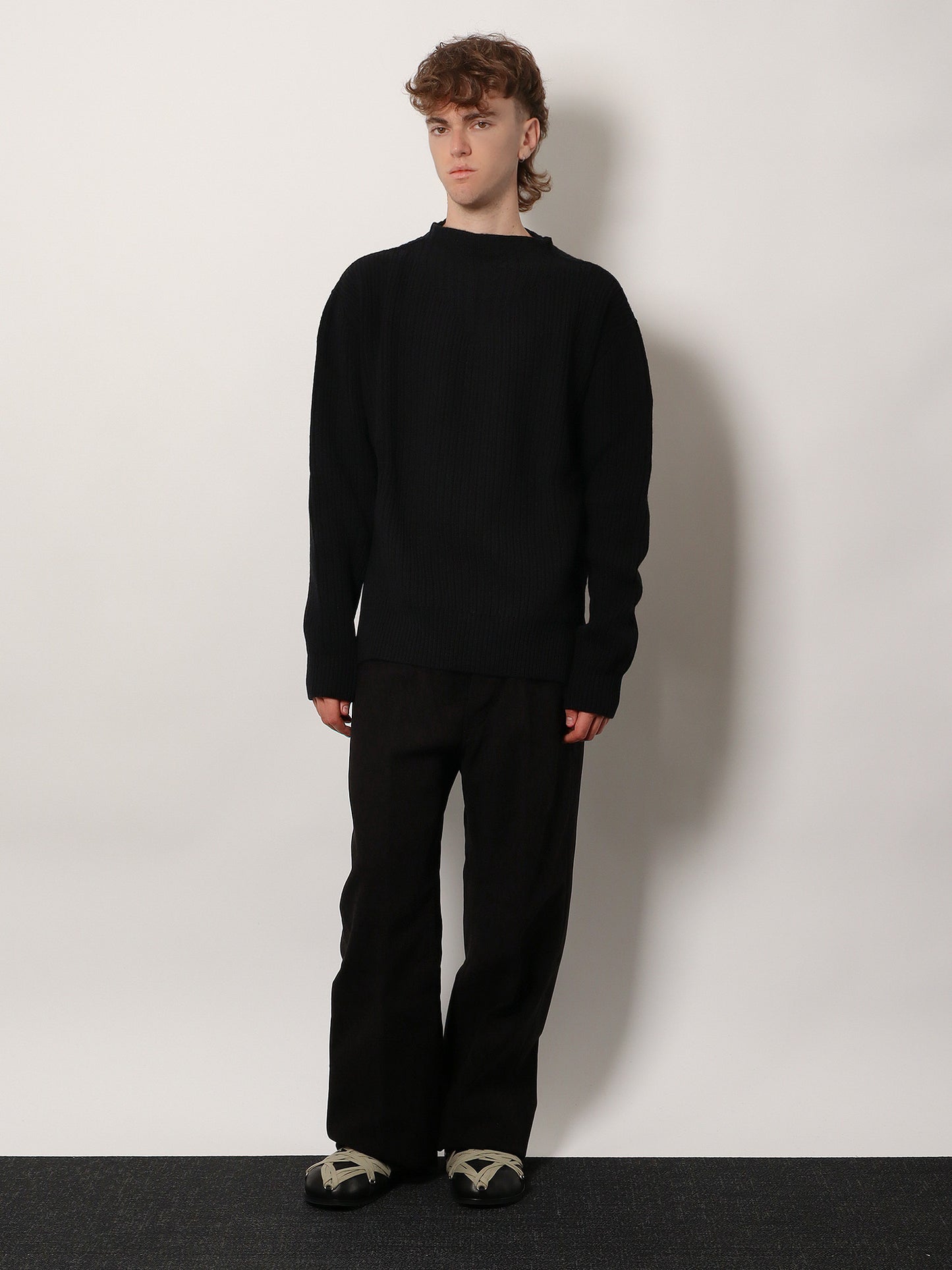 Fisherman Round Neck virgin wool sweater