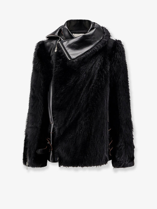 Leather Jacket with synthetic fur inserts